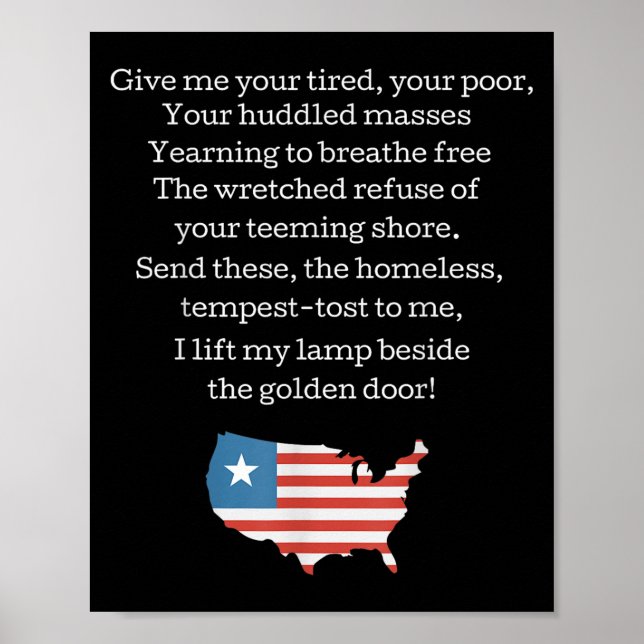 Patriotic New Colossus Emma Lazarus Quote Usa Gift Poster (Framsidan)