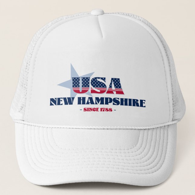 Patriotic New Hampshire Typography Truckerkeps (Framsida)