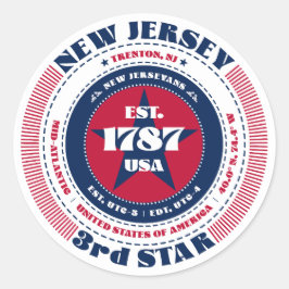 Patriotic New jersey Circle Design Sticker Runt Klistermärke
