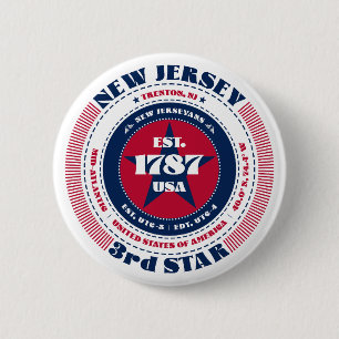 Patriotic New jersey Circle med statsinformation Knapp