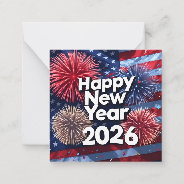 Patriotic New Year 2026 Greeting Card Anteckningskort (Framsida)