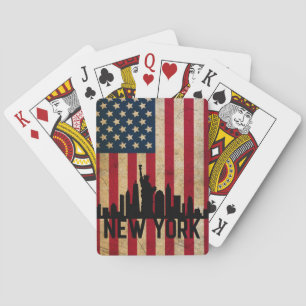 Patriotic New York Skyline American Flagga Casinokort