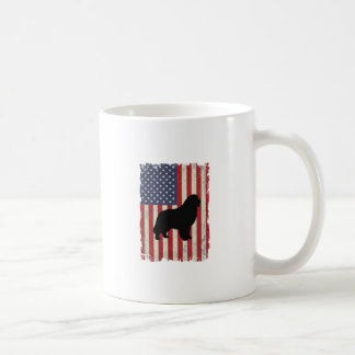 Patriotic Newfoundland HUND American Flagga Vintag Kaffemugg