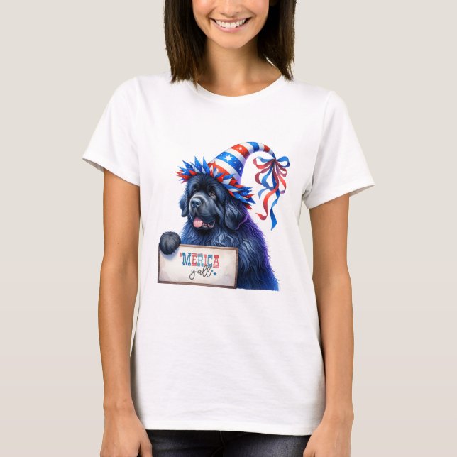 Patriotic Newfoundland "Merica Y'all T Shirt (Framsida)