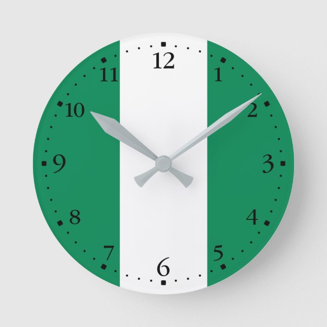 Patriotic Nigeria Flagga Rund Klocka (Framsida)
