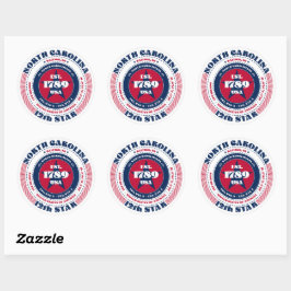 Patriotic North Carolina Circle Design Sticker Runt Klistermärke