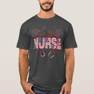 Patriotic Nurse 4:e juli amerikanska Flagga T Shirt