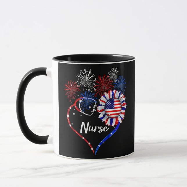 Patriotic Nurse 4th Of July American Flag Mugg (Vänster)