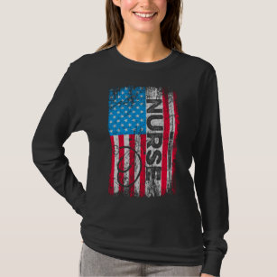 Patriotic Nurse American Flagga Stethoscope T Shirt