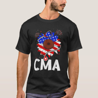 Patriotic Nurse CMA 4:e juli American Flagga Sunf T Shirt