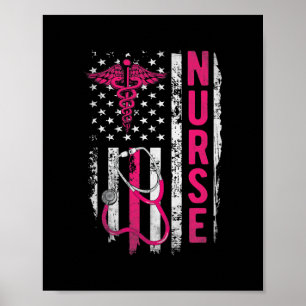 Patriotic Nurse Gift Flagga Graduating School RN Poster