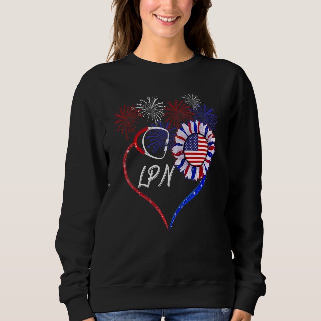 Patriotic Nurse Lpn 4:e juli American Flagga Sunf T Shirt (Framsida)