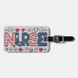 Patriotic Nurse Luggage Tag – USA Flag Medical Des Bagagebricka