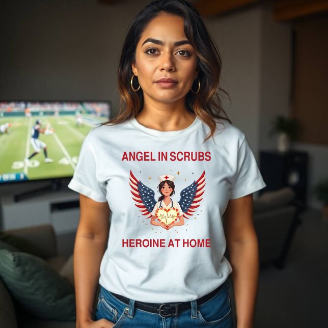Patriotic Nurse Mamma Angel - Design T Shirt (Skapare uppladdad)