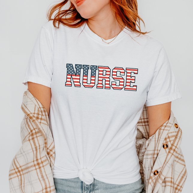 Patriotic Nurse Rött vitt blått Nurse US Flagga Nu T Shirt (Skapare uppladdad)