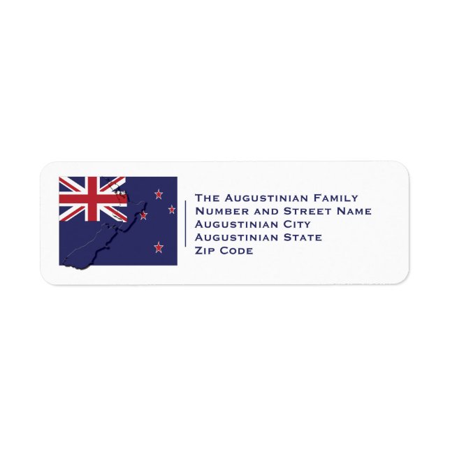 Patriotic | NYA ZEELAND FLAGGA Karta | Avkastning Returadress Etikett (Framsidan)