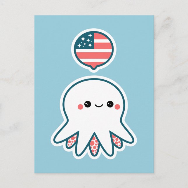Patriotic Octopus Vykort (Framsida)