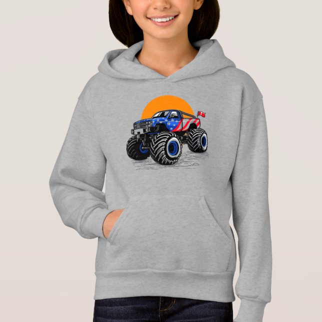 Patriotic Off Road Monster Lastbil Äventyr T Shirt (Framsida)
