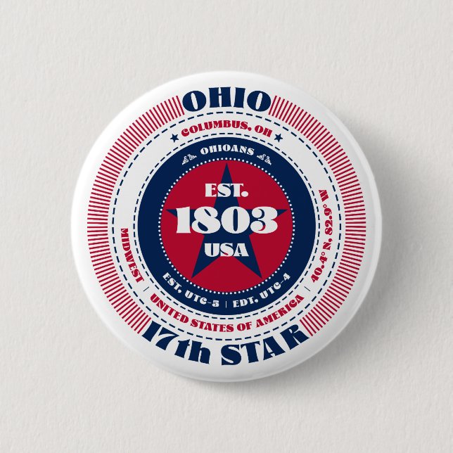 Patriotic Ohio Circle med statsinformation Knapp (Framsida)