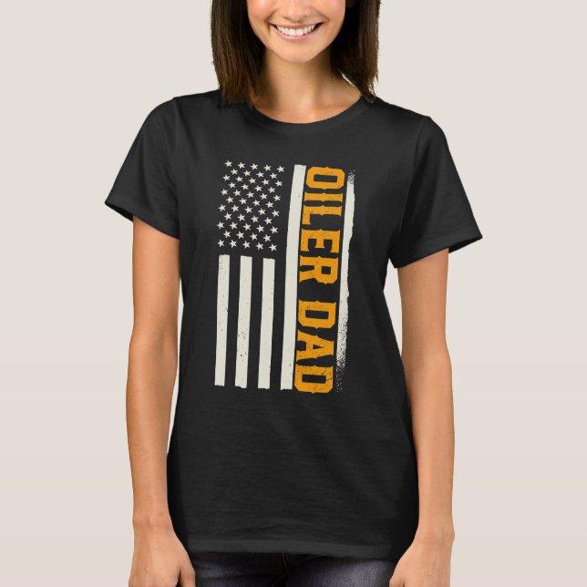 Patriotic Oil Driller Roughnacken T Shirt (Framsida)