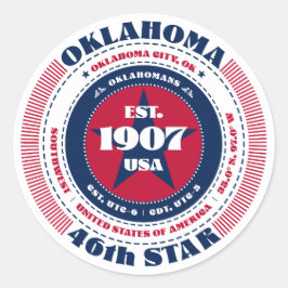 Patriotic Oklahoma Circle Design Sticker Runt Klistermärke