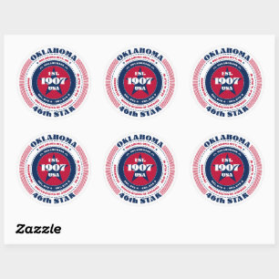 Patriotic Oklahoma Circle Design Sticker Runt Klistermärke