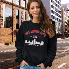Patriotic Oklahoma City Flag & Skyline Hoodie T Shirt