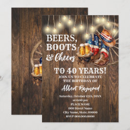 Patriotic Öl Boots & Cheers Land Birthday Inbjudningar