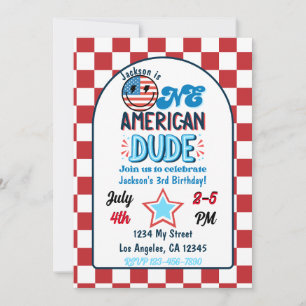 Patriotic One American Boy Birthday-inbjudan Inbjudningar