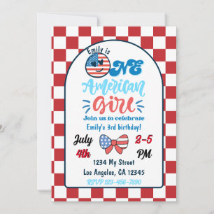 Patriotic One American Girl Birthday-inbjudan Inbjudningar