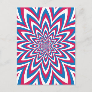 Patriotic Op Art Flower Vykort