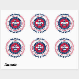 Patriotic Oregon Circle Design Sticker Runt Klistermärke