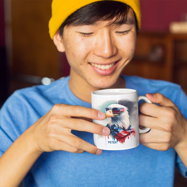 Patriotic Örn 4 juli Kaffemugg (Skapare uppladdad)