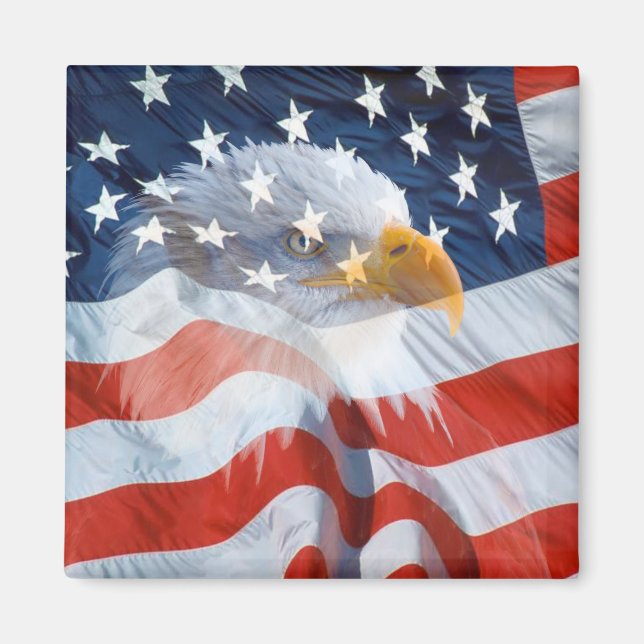 Patriotic Örn American Flagga Magnet (Framsidan)