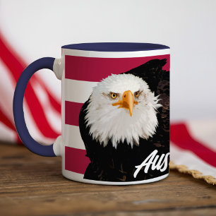 Patriotic Örn Bold Red White American Flagga Mugg