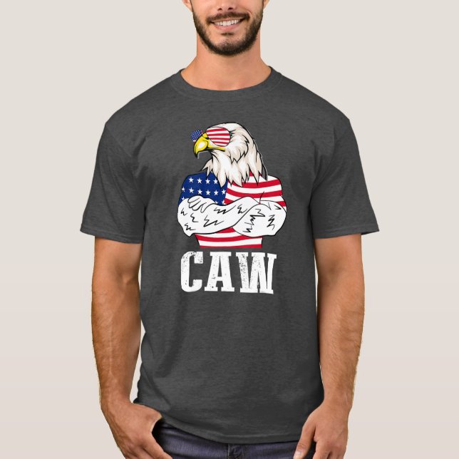 Patriotic Örn Caw 4:e juli Amerikanska T Shirt (Framsida)