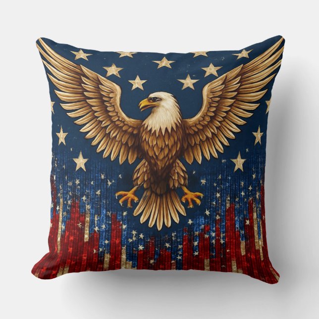 "Patriotic Örn Dekorativ kudde - Amerikanska Flagg (Framsida)
