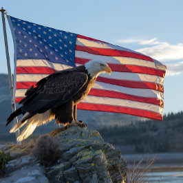Patriotic Örn framför Amerikanska Flagga Pussel