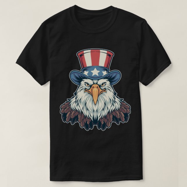Patriotic Örn i farbror Sam Hat T Shirt (Design framsida)
