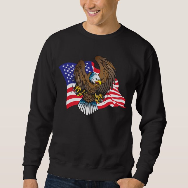 Patriotic Örn Lång Ärmad Tröja (Framsida)