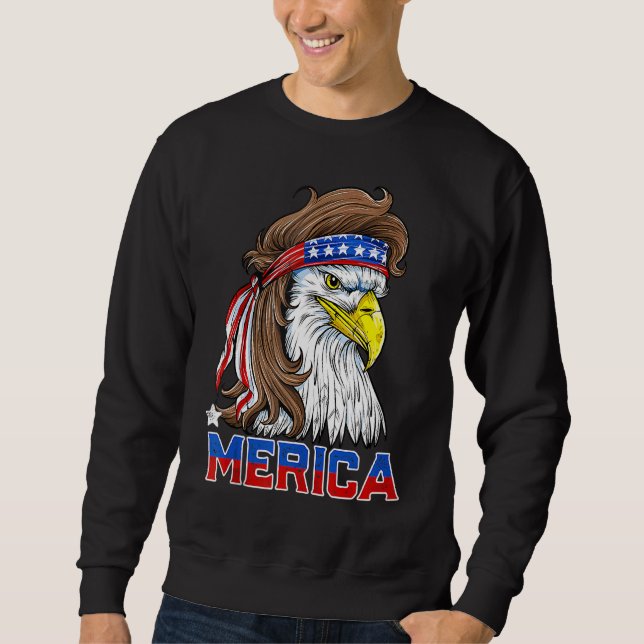 Patriotic Örn Manar 4 juli amerikanska FLA Lång Ärmad Tröja (Framsida)
