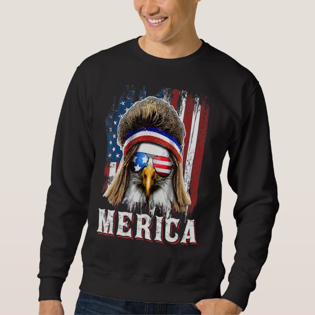 Patriotic Örn Manar 4 juli amerikanska FLA Lång Ärmad Tröja (Framsida)