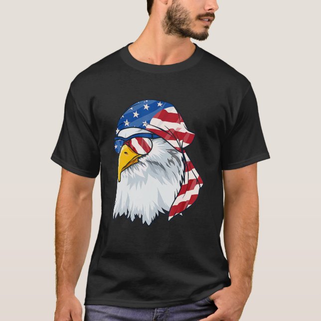 Patriotic Örn Manar 4 juli amerikanska FLA T Shirt (Framsida)