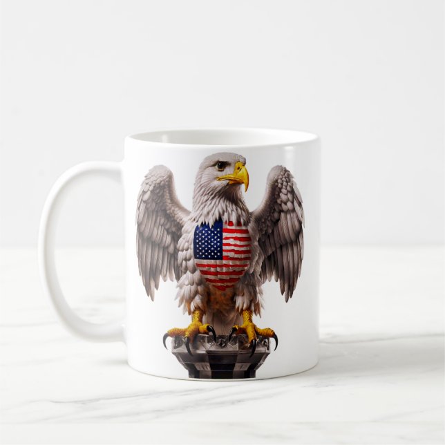 Patriotic Örn med American Flagga Emblem Kaffemugg (Vänster)