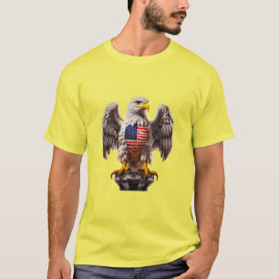 Patriotic Örn med American Flagga Emblem T Shirt