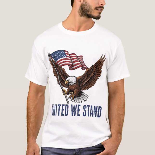 Patriotic Örn med American Flagga - "United T Shirt (Framsida)
