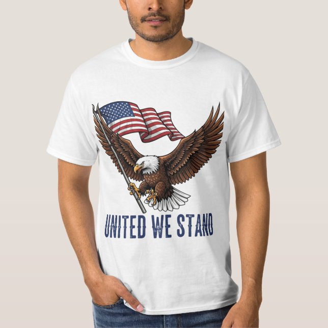 Patriotic Örn med amerikansk Flagga T Shirt (Framsida)