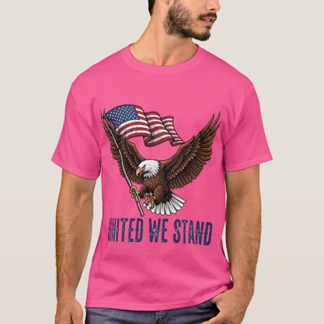 Patriotic Örn med amerikansk Flagga T Shirt (Framsida)
