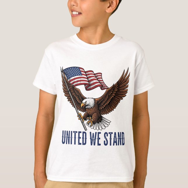 Patriotic Örn med amerikansk Flagga T Shirt (Framsida)