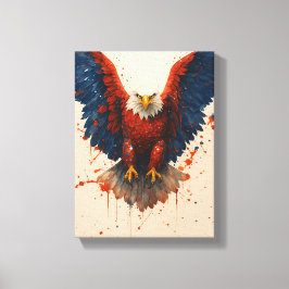 Patriotic Örn med Red Blue Splatter Art Canvastryck